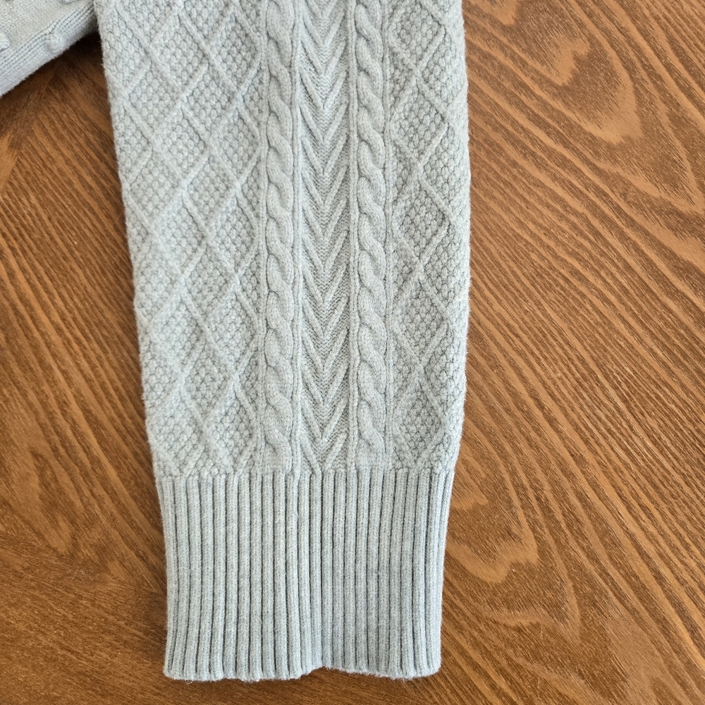 Lou & Grey LOFT Women's Sz L Oversized Cropped Cable Knit Chunky Sweater Hoodie - Picture 7 of 11